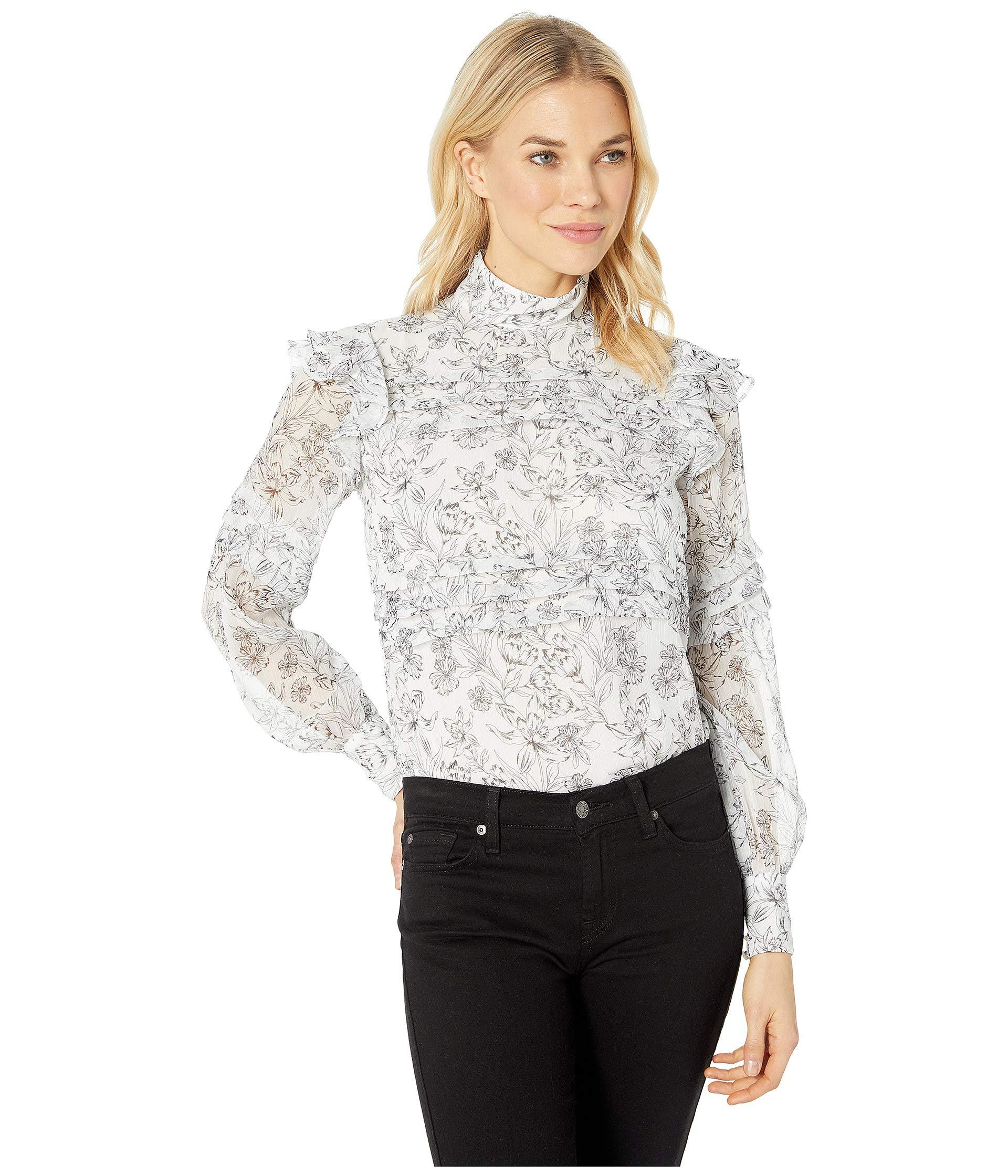 Download Lyst - Lauren by Ralph Lauren Floral Georgette Mock Neck ...