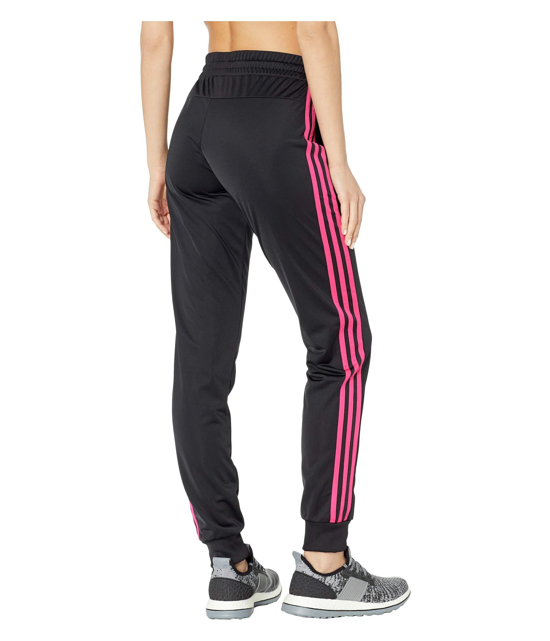 adidas 3-stripe Tricot Jogger (black/real Magenta) Women's Workout in ...