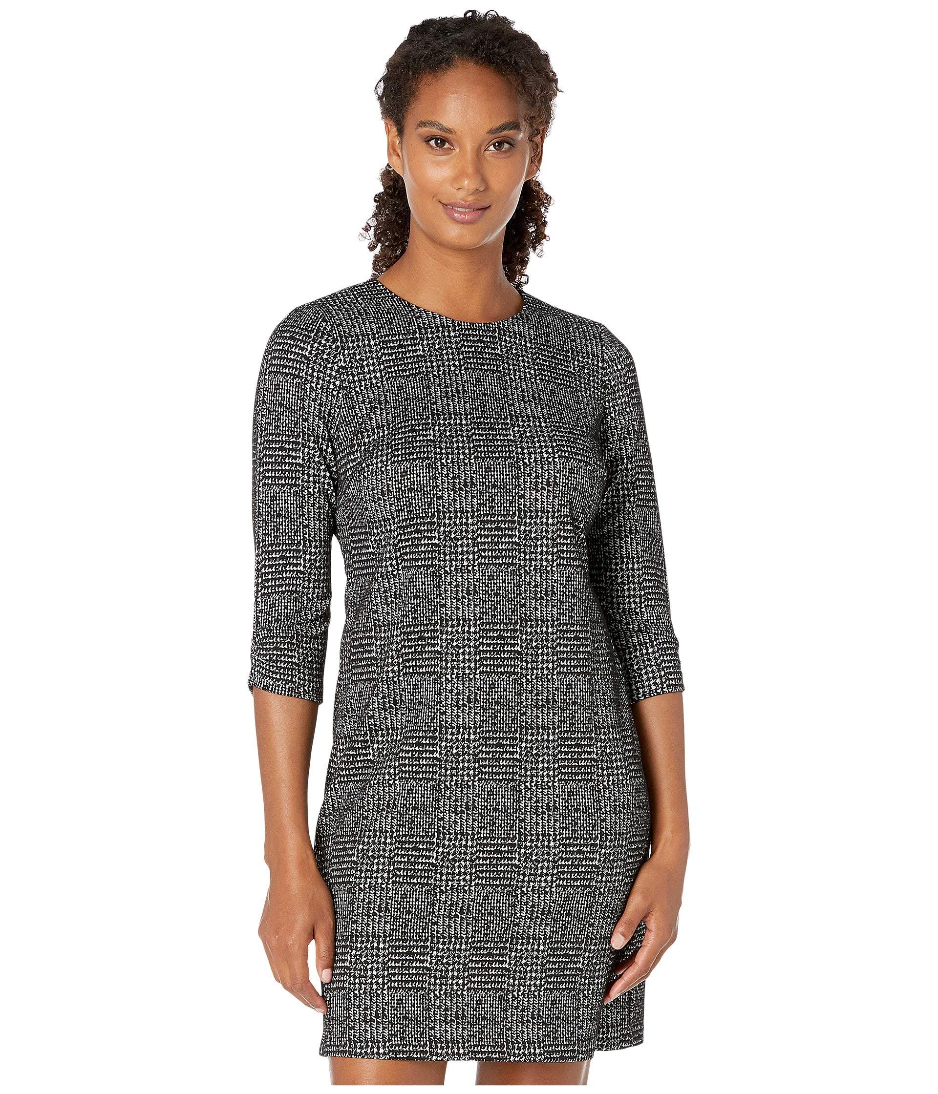 Calvin Klein Synthetic Plaid Sheath Dress With Ruched Detail Sleeve in ...