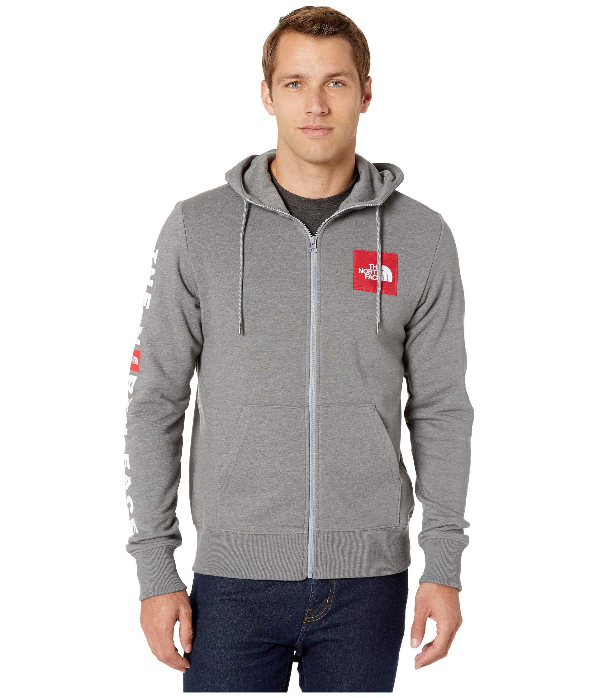 The North Face Red Box Patch Full Zip Hoodie in Gray for Men - Lyst