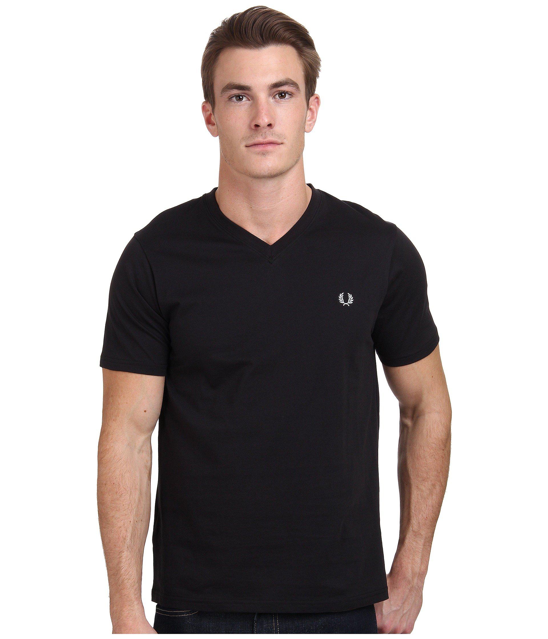 Fred Perry V-neck T-shirt in Black for Men - Lyst