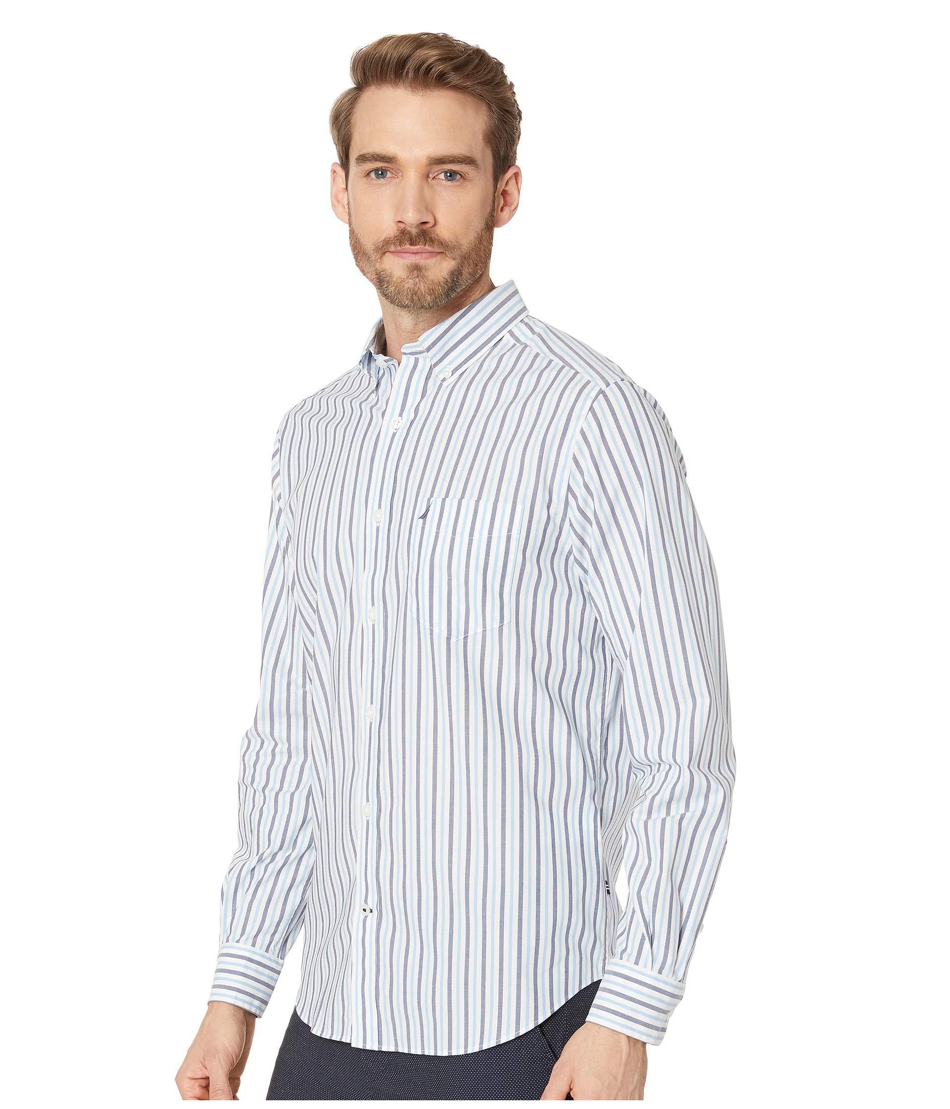 Lyst - Nautica Long Sleeve Blue Stripe Shirt (estate Blue) Men's ...