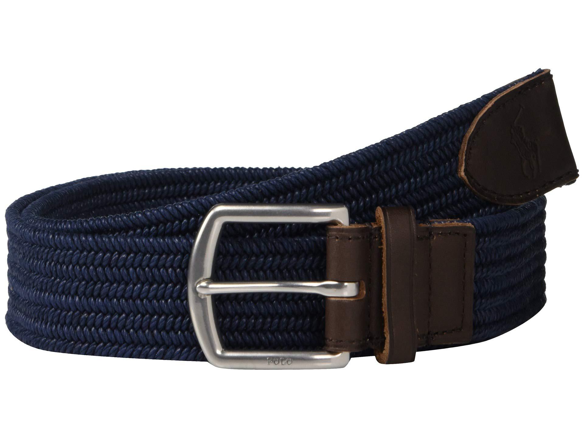 Lyst - Polo Ralph Lauren 34mm Braided Fabric Stretch Belt (navy) Men's ...