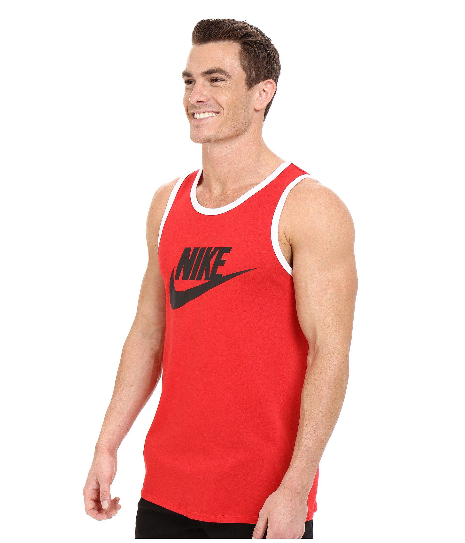 Lyst - Nike Ace Logo Tank Top (white/black/university Red) Men's ...