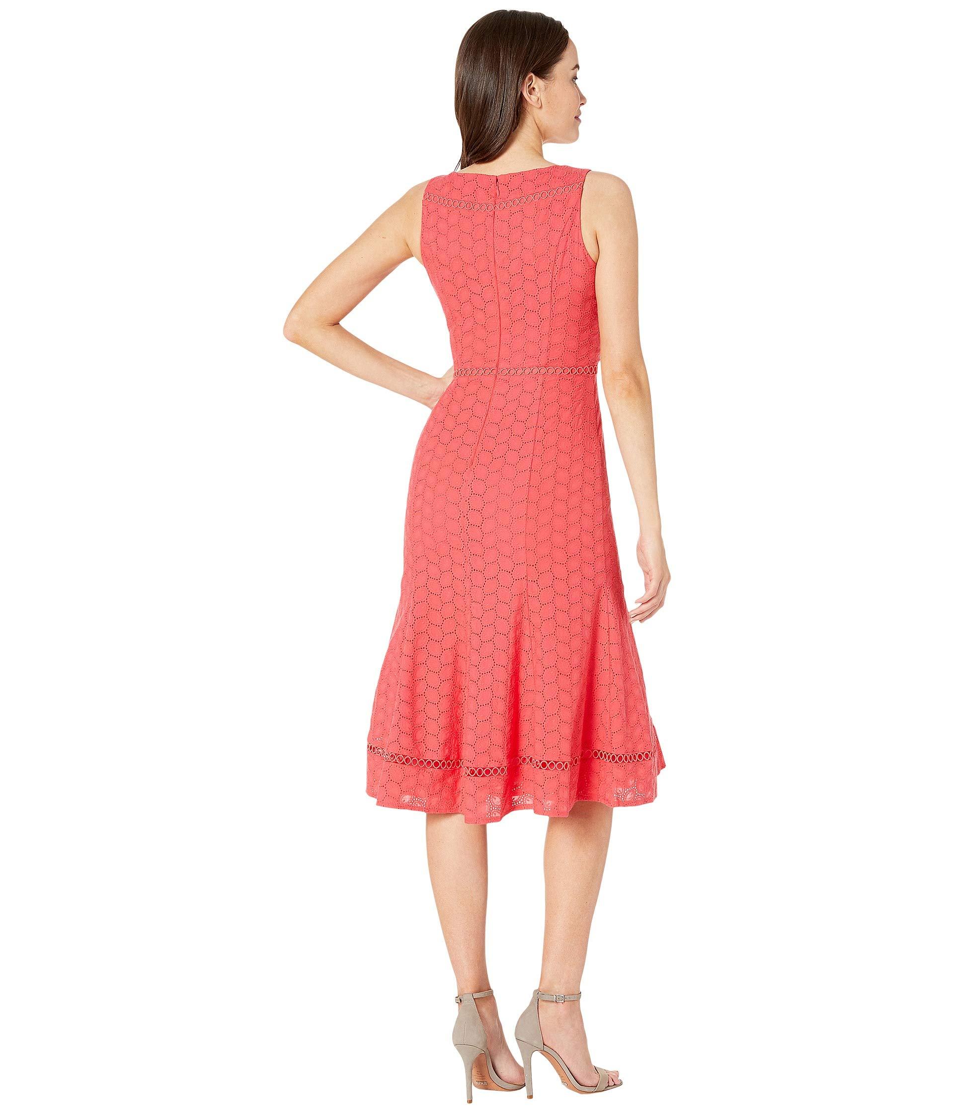  Calvin  Klein  A line Cotton Eyelet Dress  watermelon Women 