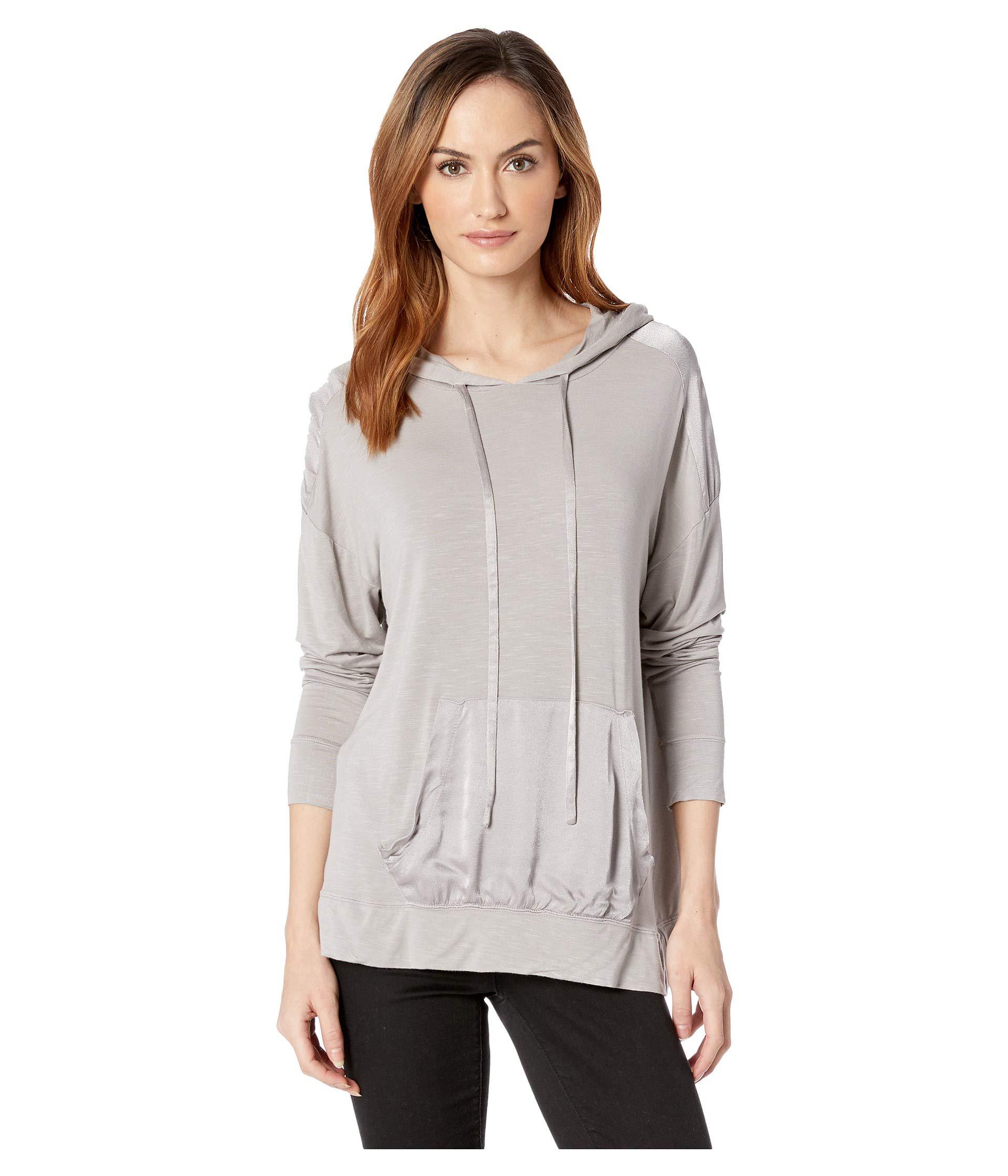 Lyst - Mod-O-Doc Rayon Spandex Slub Jersey Long Sleeve Hooded Tee With ...