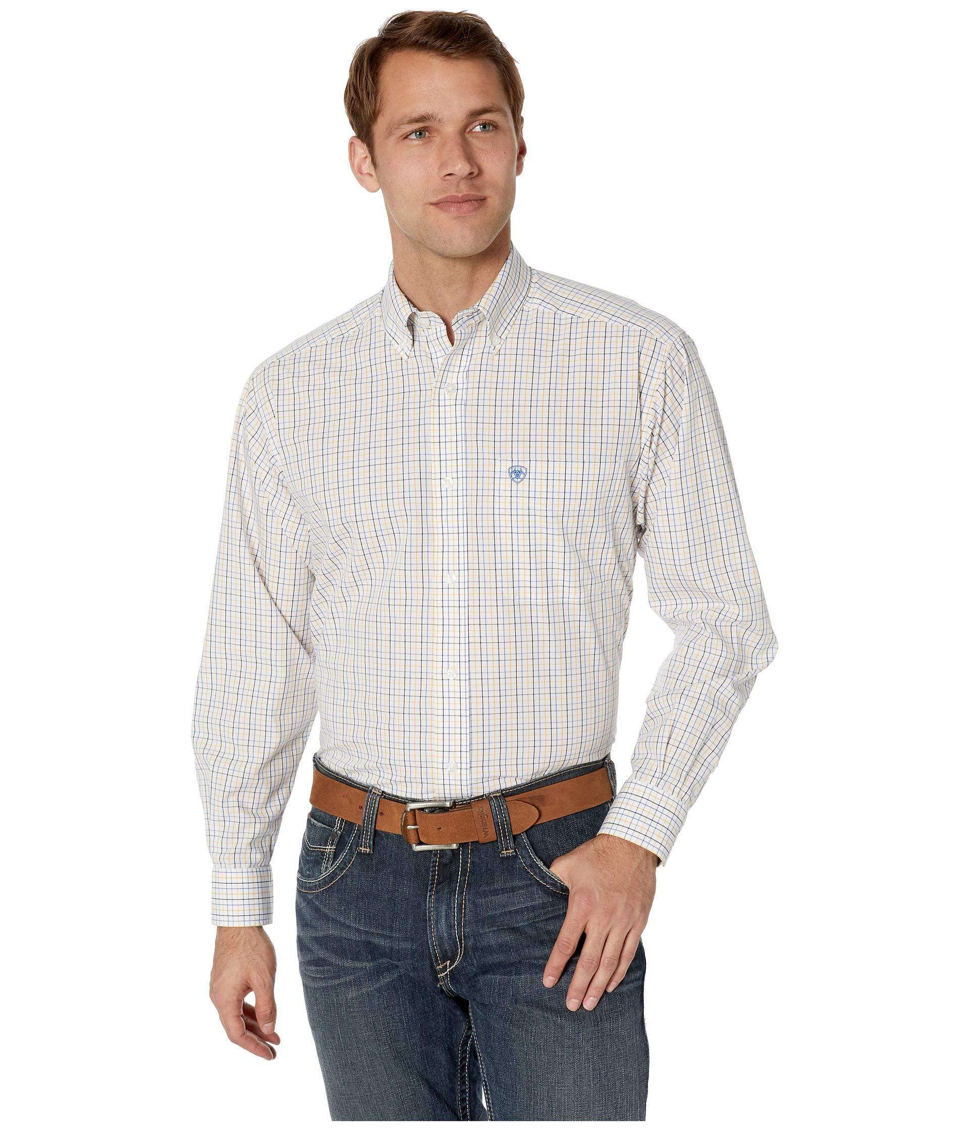 Lyst - Ariat Wrinkle Free Ludlow Shirt (white) Men's Long Sleeve Button ...