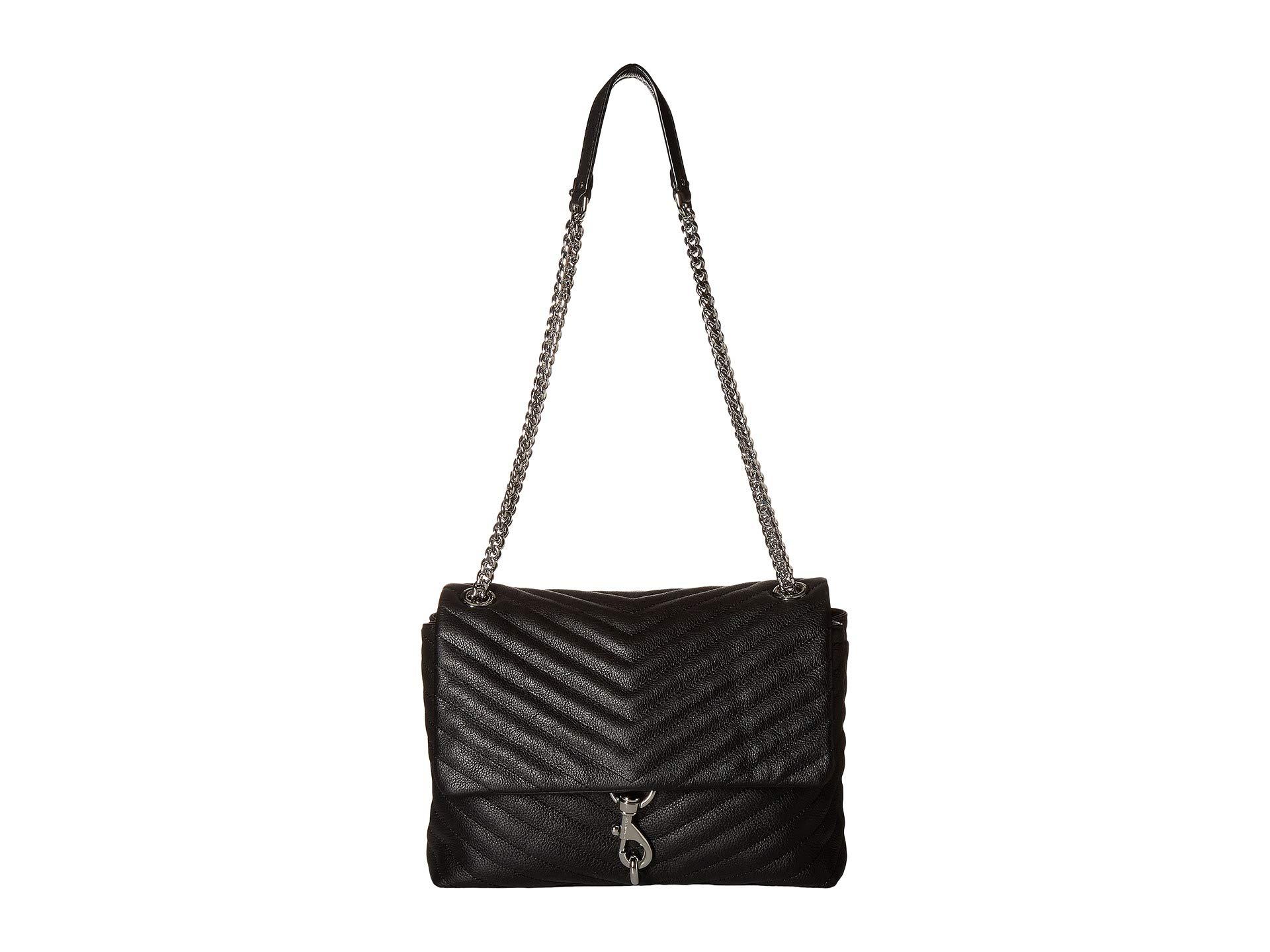 Rebecca Minkoff Leather Edie Flap Shoulder Bag in Black - Lyst