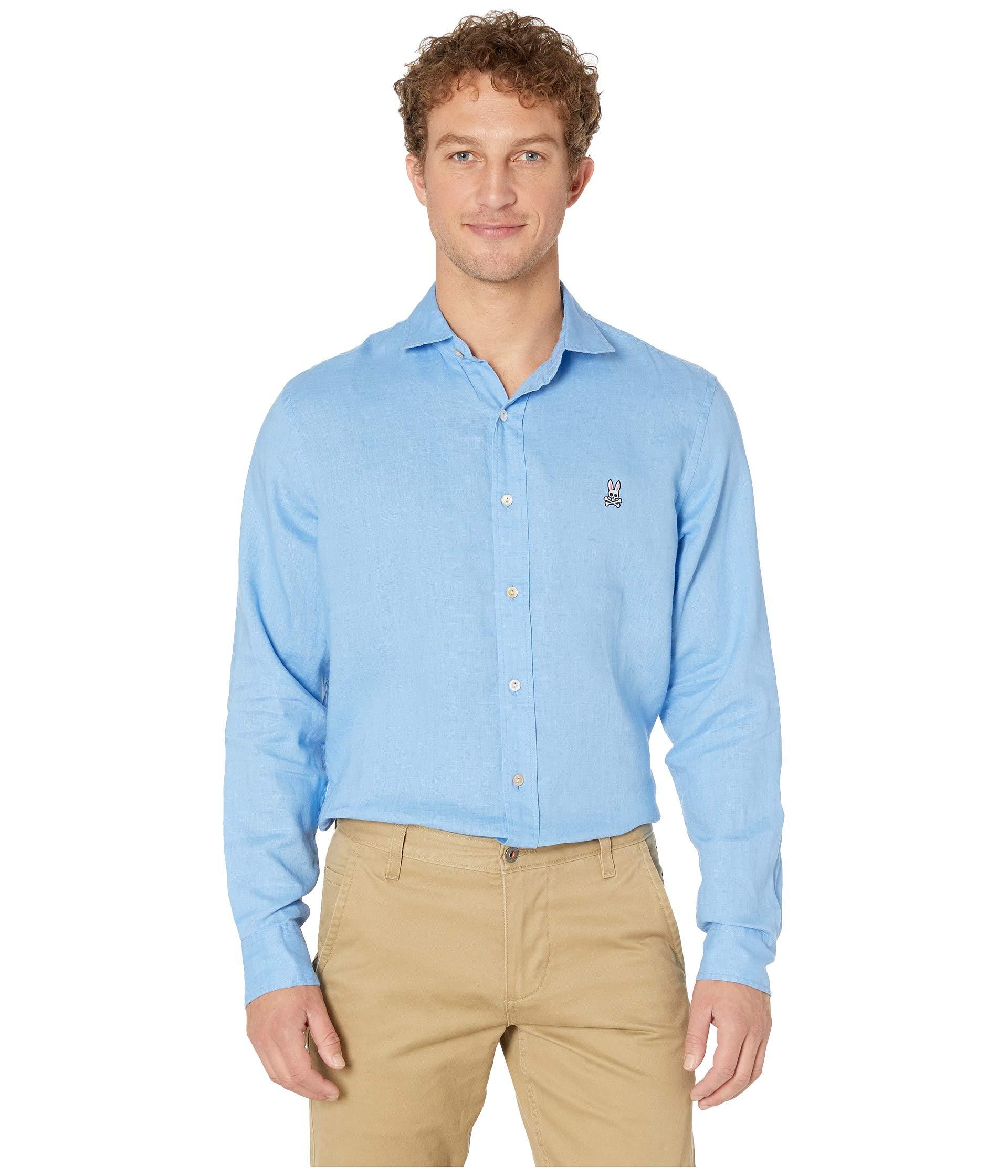 Lyst - Psycho Bunny Styford Long Sleeve Linen Shirt (midnight) Men's