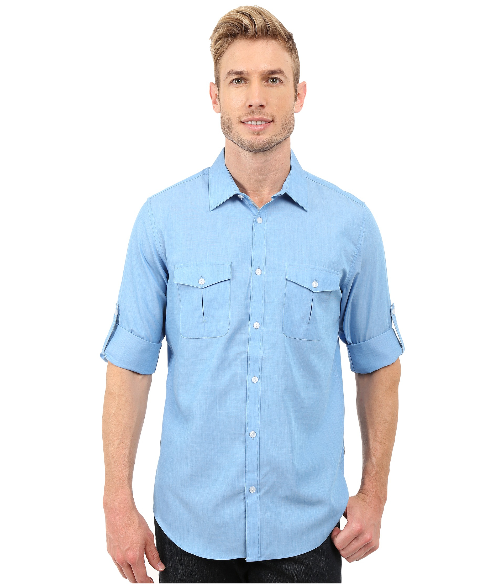 mens chambray shirt long sleeve