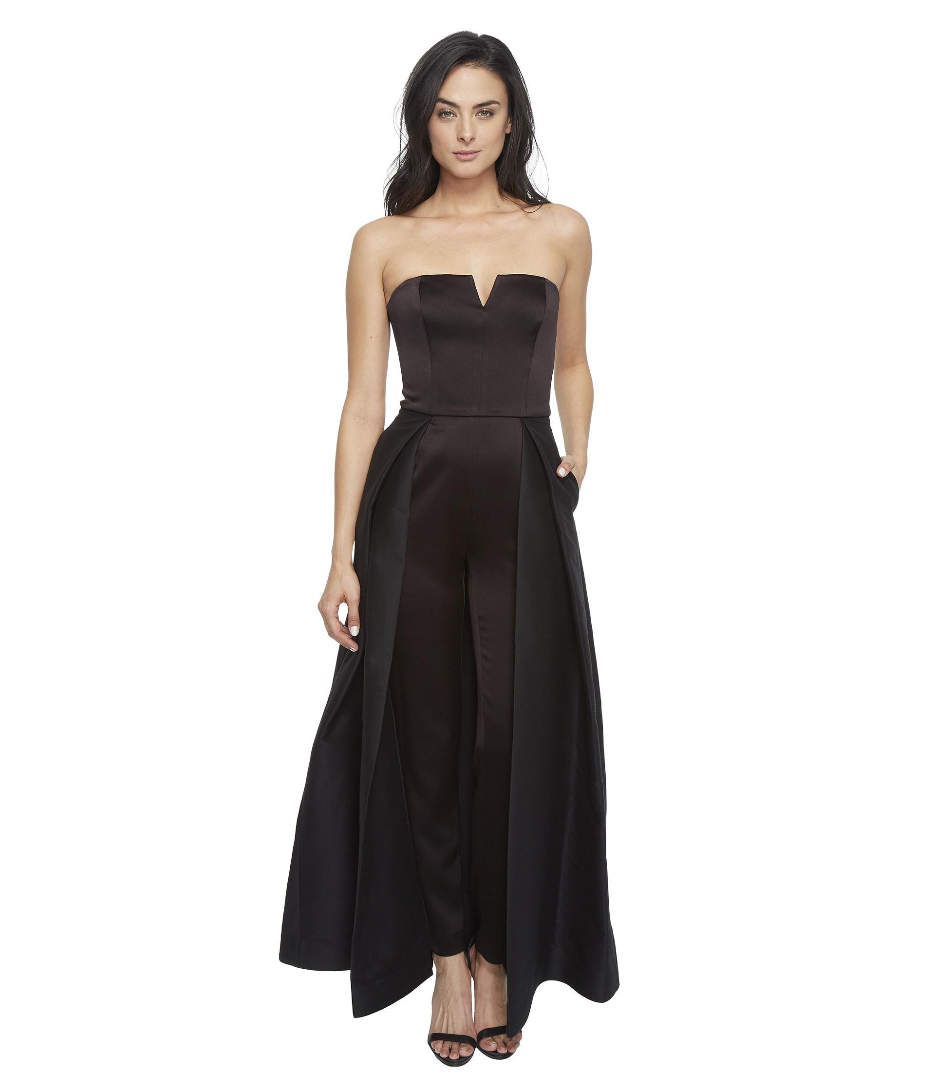 Lyst - Halston Strapless Jumpsuit With Structured Skirt Overlay in Black
