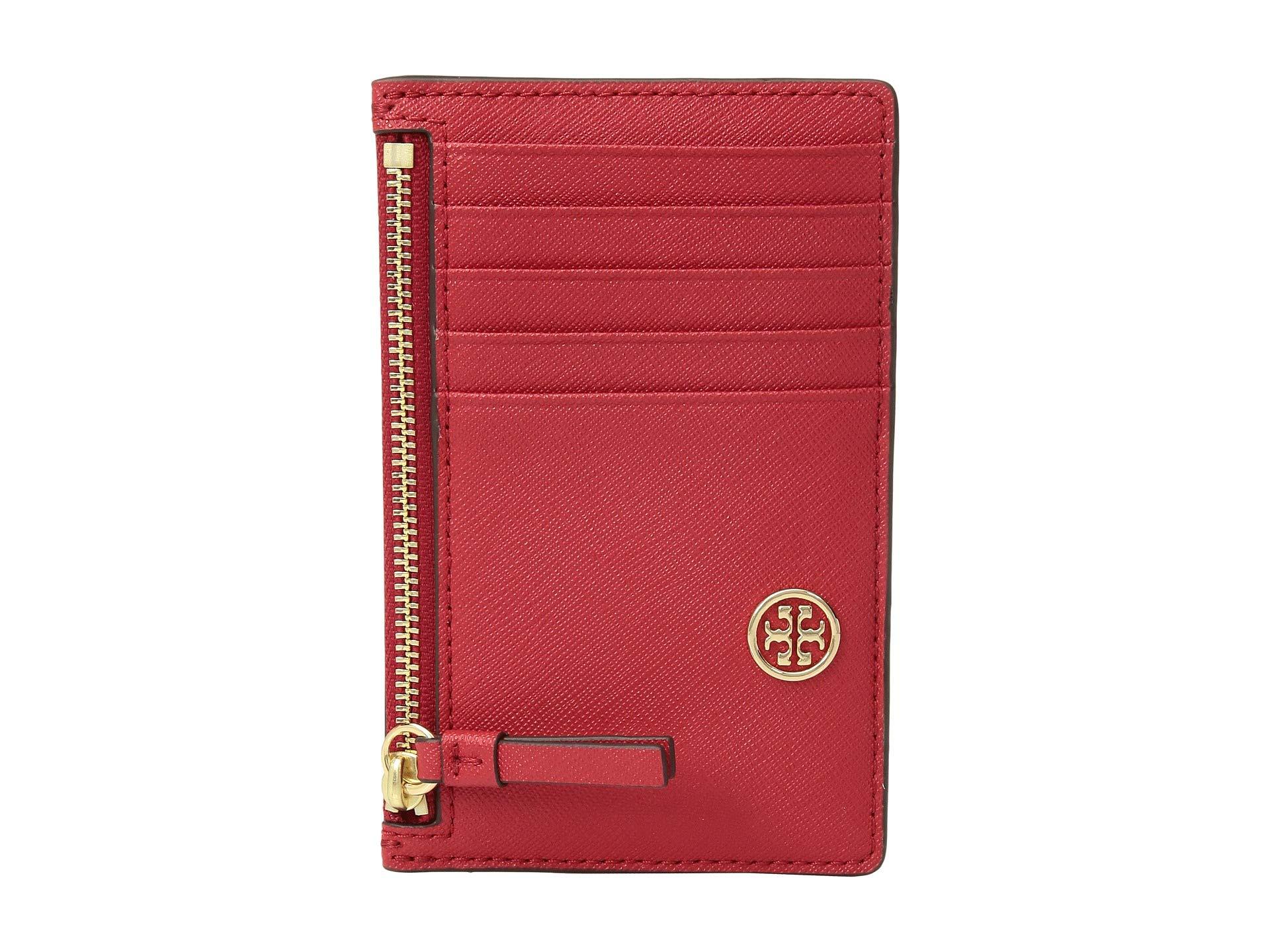 Lyst Tory Burch Robinson Slim Card Case (black) Credit Card Wallet in Red