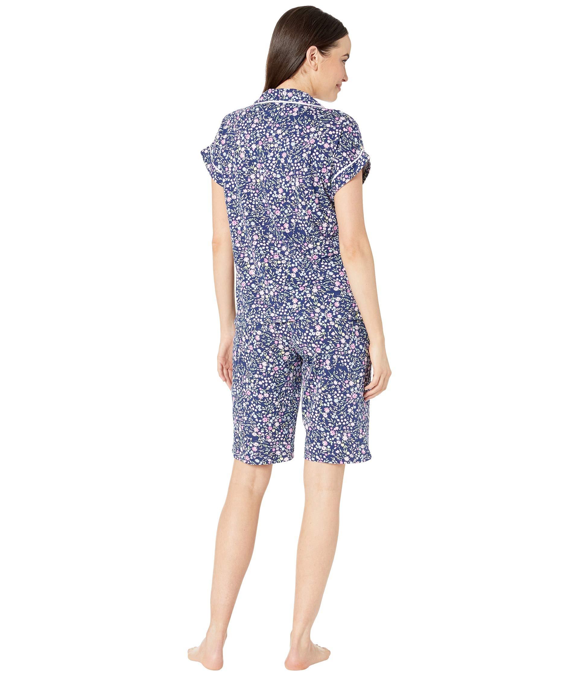 Lyst - Lauren by Ralph Lauren Notch Collar Bermuda Shorts Pajama Set ...