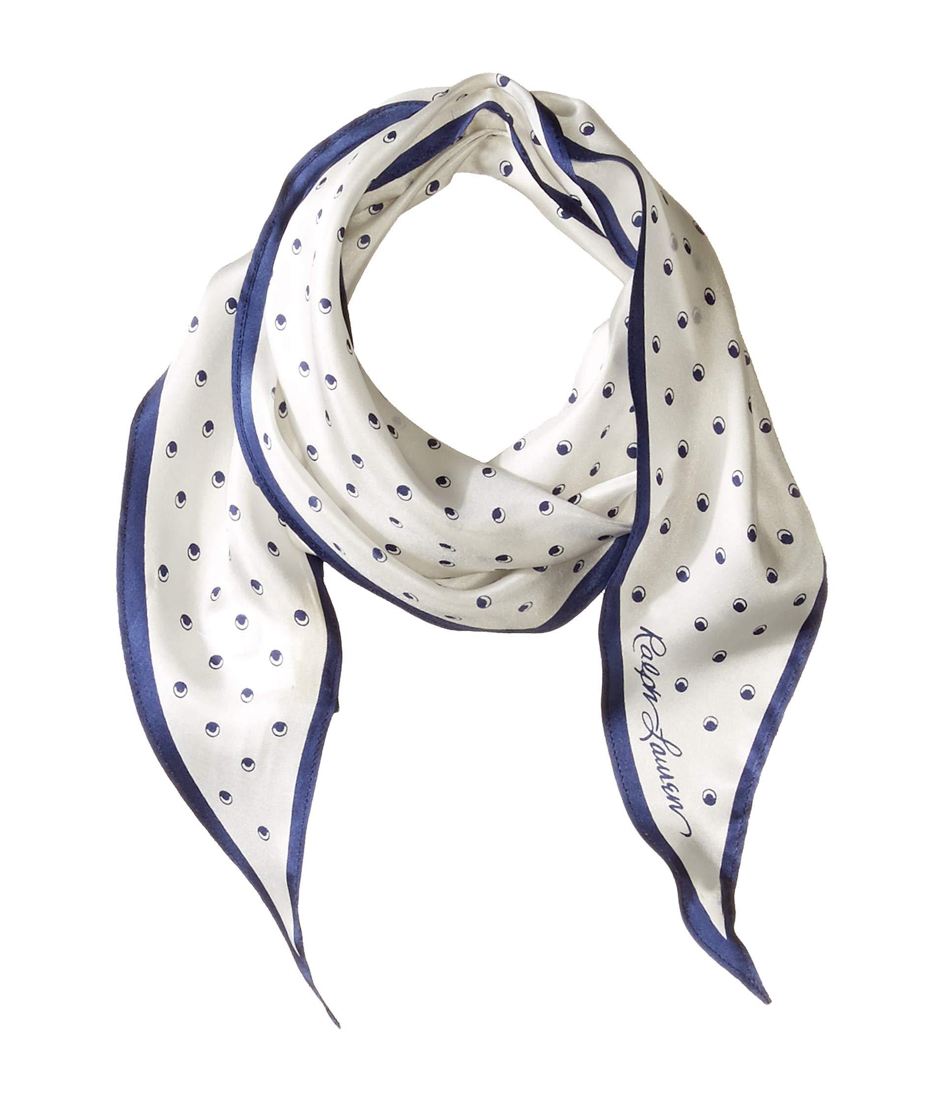 Lyst - Polo Ralph Lauren Silk Dot Diamond Shape Scarf (cream/navy ...