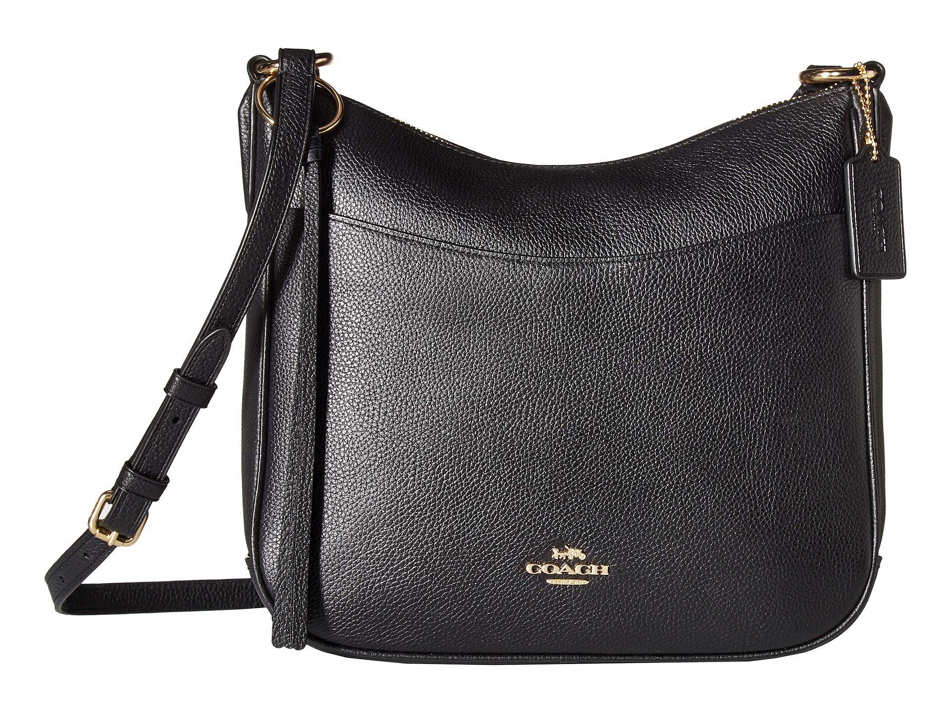 Lyst Coach Polished Pebble Leather Chaise Crossbody Gold Black Coach Women S Polished Pebble Leather Chaise Crossbody Gold Black Cross Body Handbags
