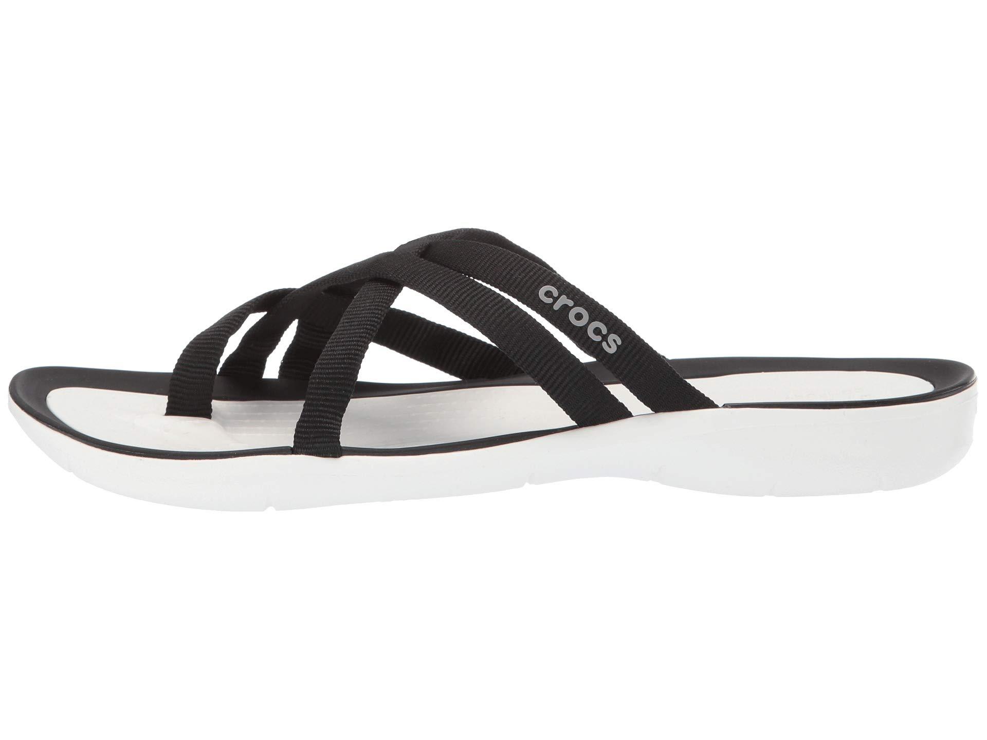 Crocs™ Swiftwater Webbing Flip (black/white) Women's Sandals in White ...