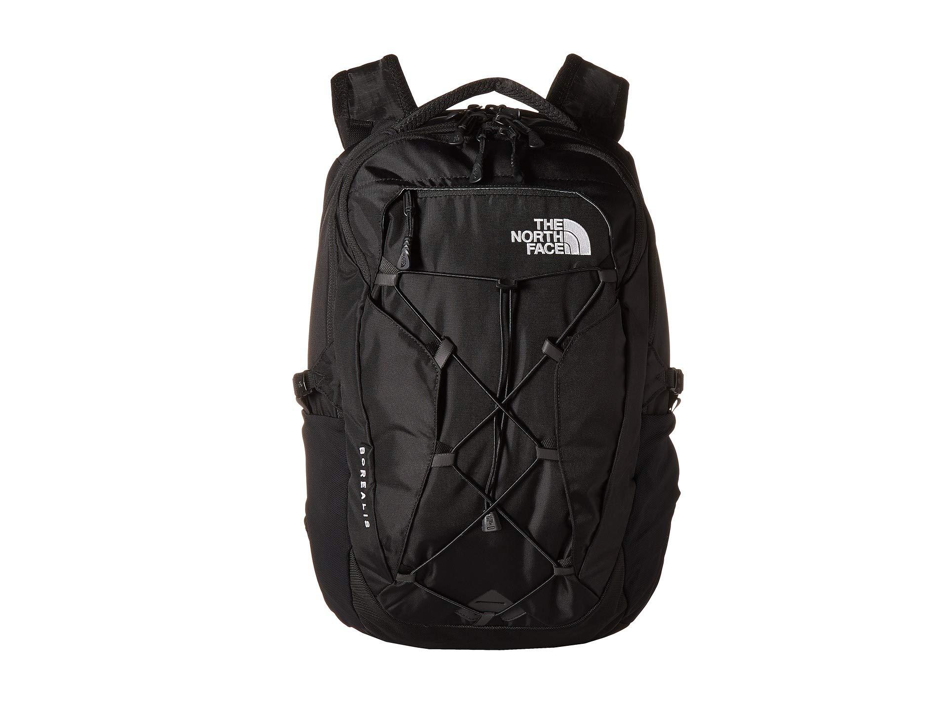 north face black and rose gold backpack