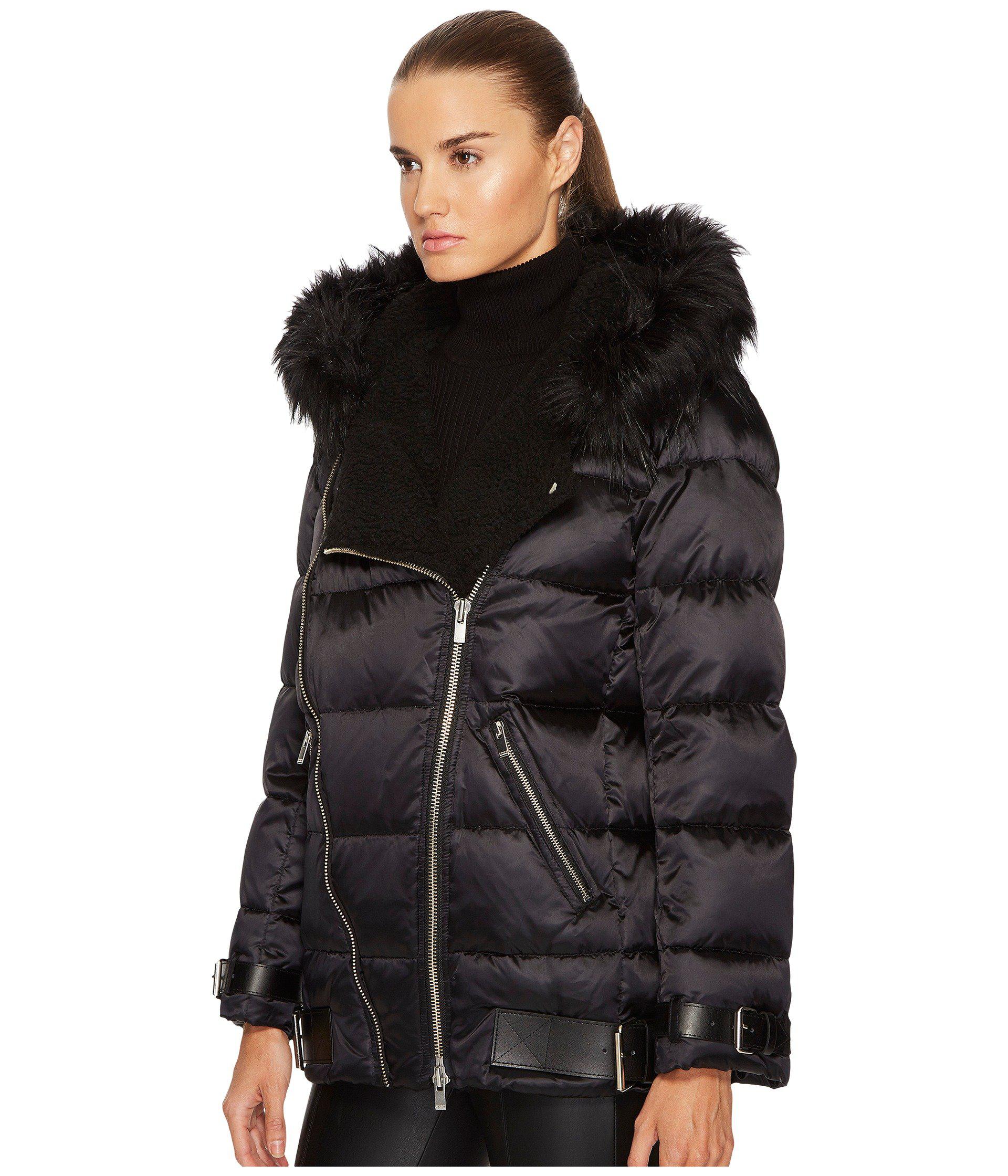 Details Biker Avec black Kooples The Lyst Esprit Cuir Doudoune wqRpFRYxP