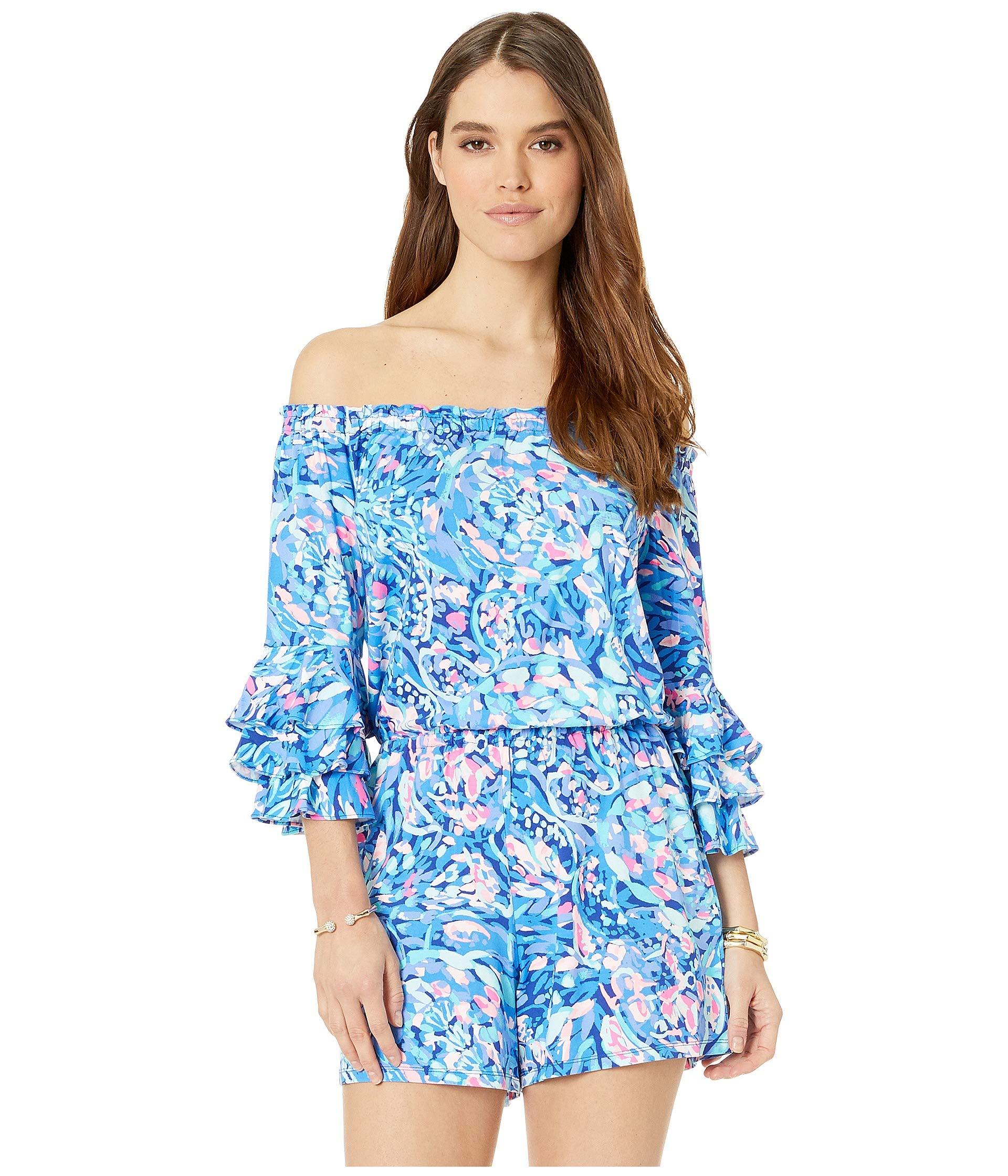 Lyst - Lilly Pulitzer Calla Off-the-shoulder Romper (royal Purple Party ...