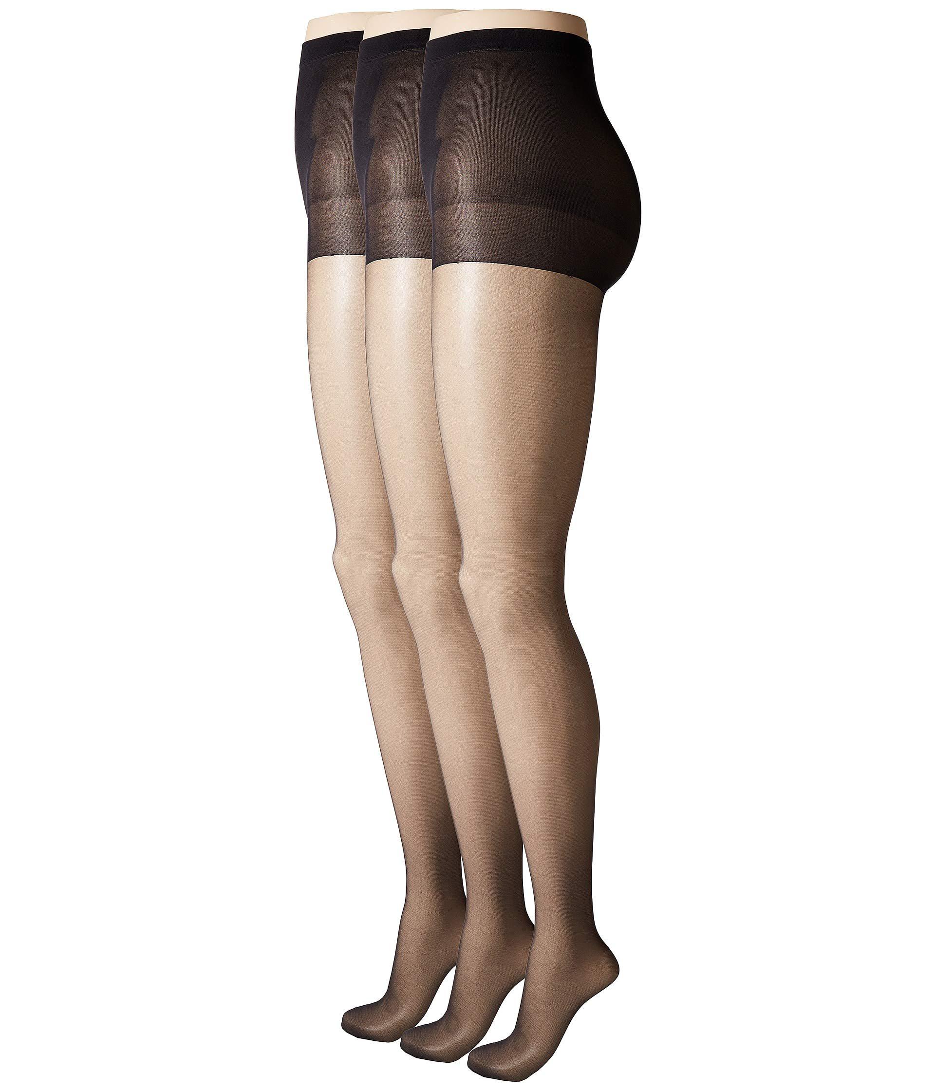 Lyst Hue So Silky Sheer Control Top Pantyhose (3pack) (black