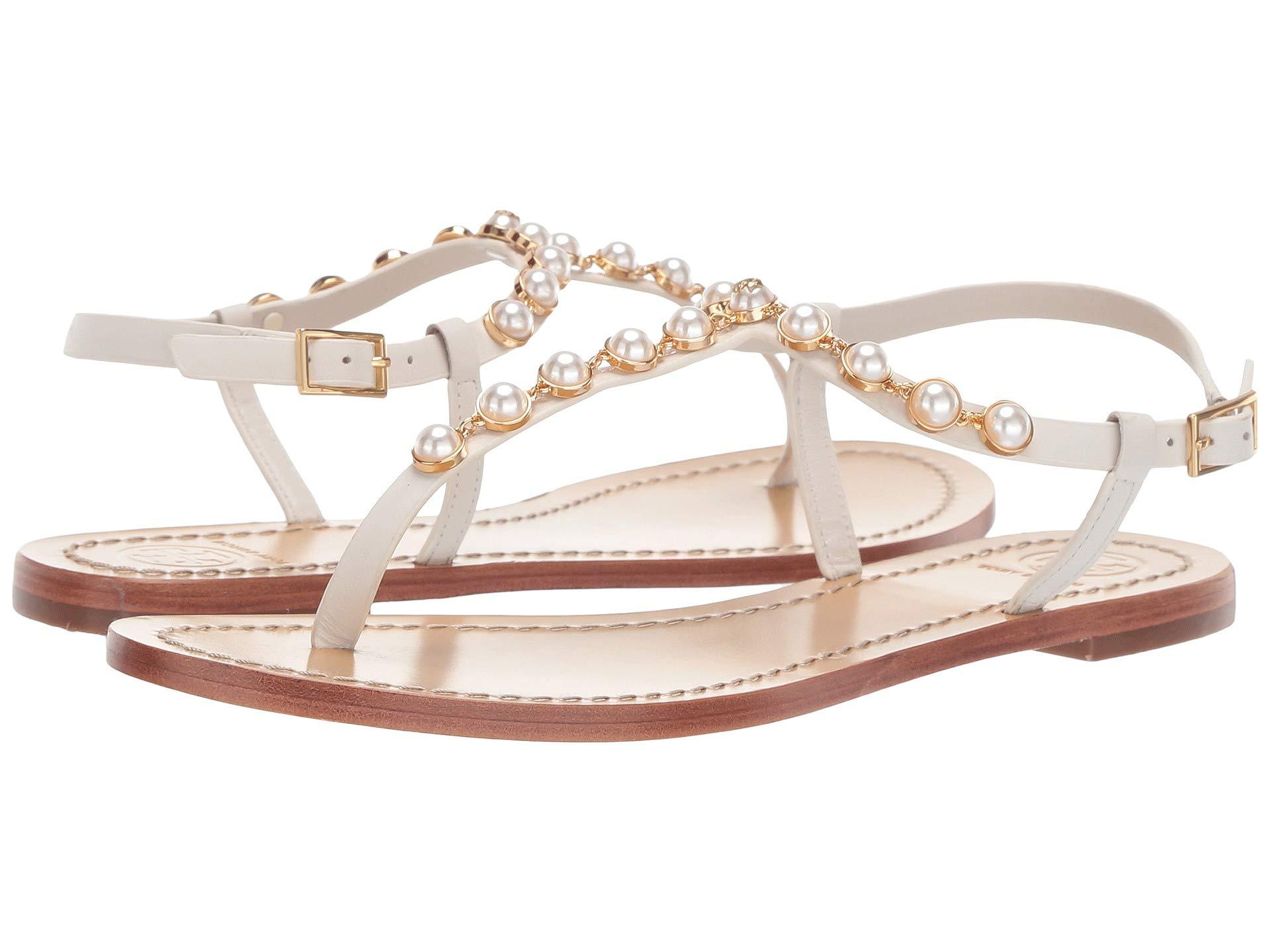 Lyst - Tory Burch Emmy Pearl Sandal (perfect Black) Women's Sandals in ...