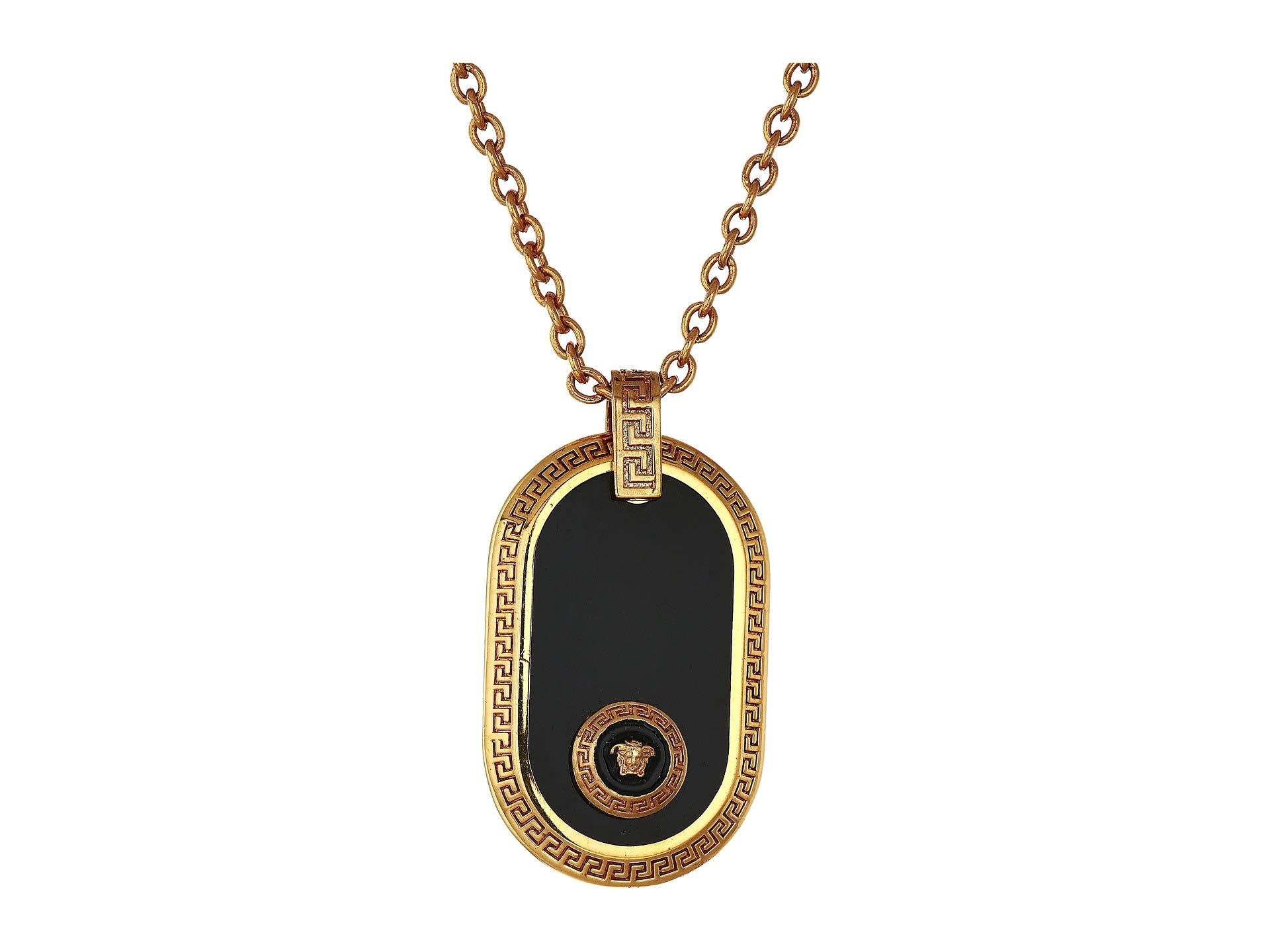 Lyst Versace Medusa Dog Tag Necklace Black Tribute Gold Versace Men S Metallic Medusa Dog Tag Necklace