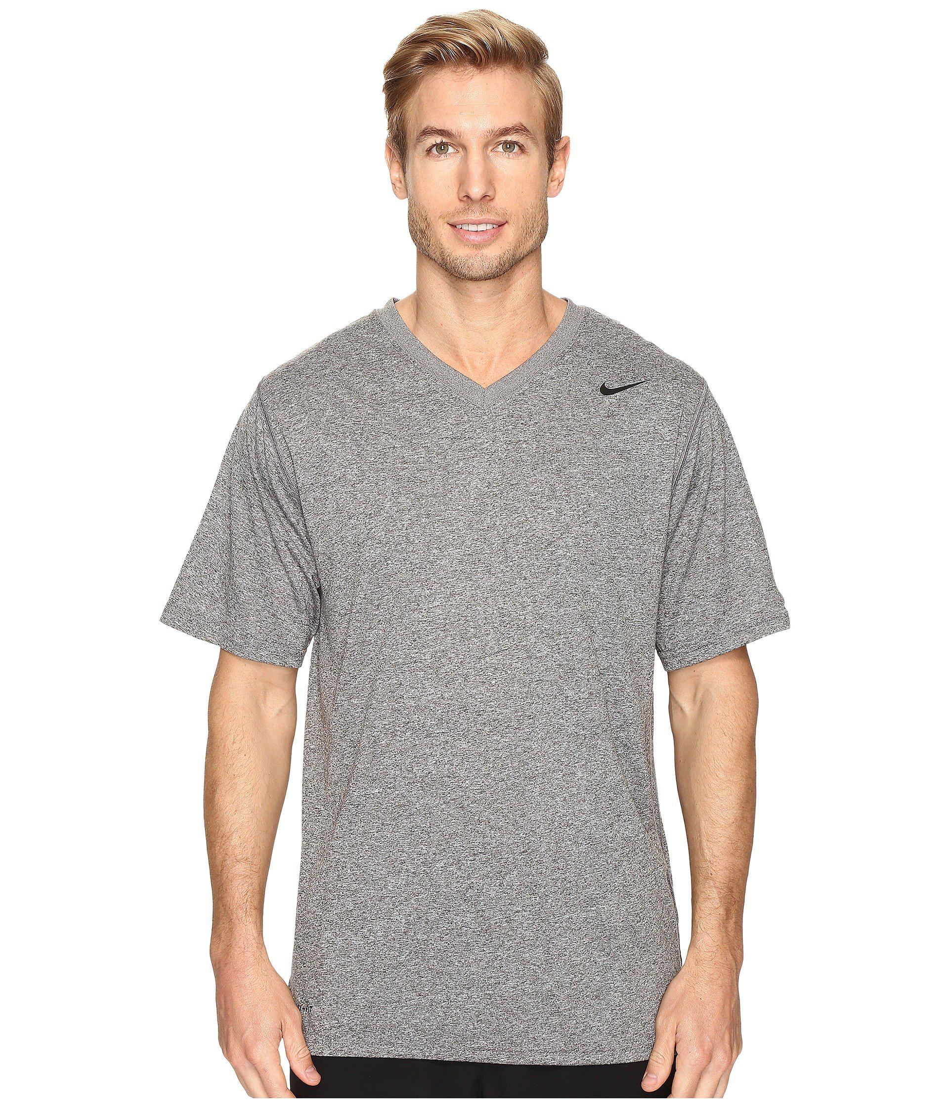 Nike Synthetic Legend 2.0 Short Sleeve V-neck Tee (carbon Heather/black/black) Men's T Shirt in 