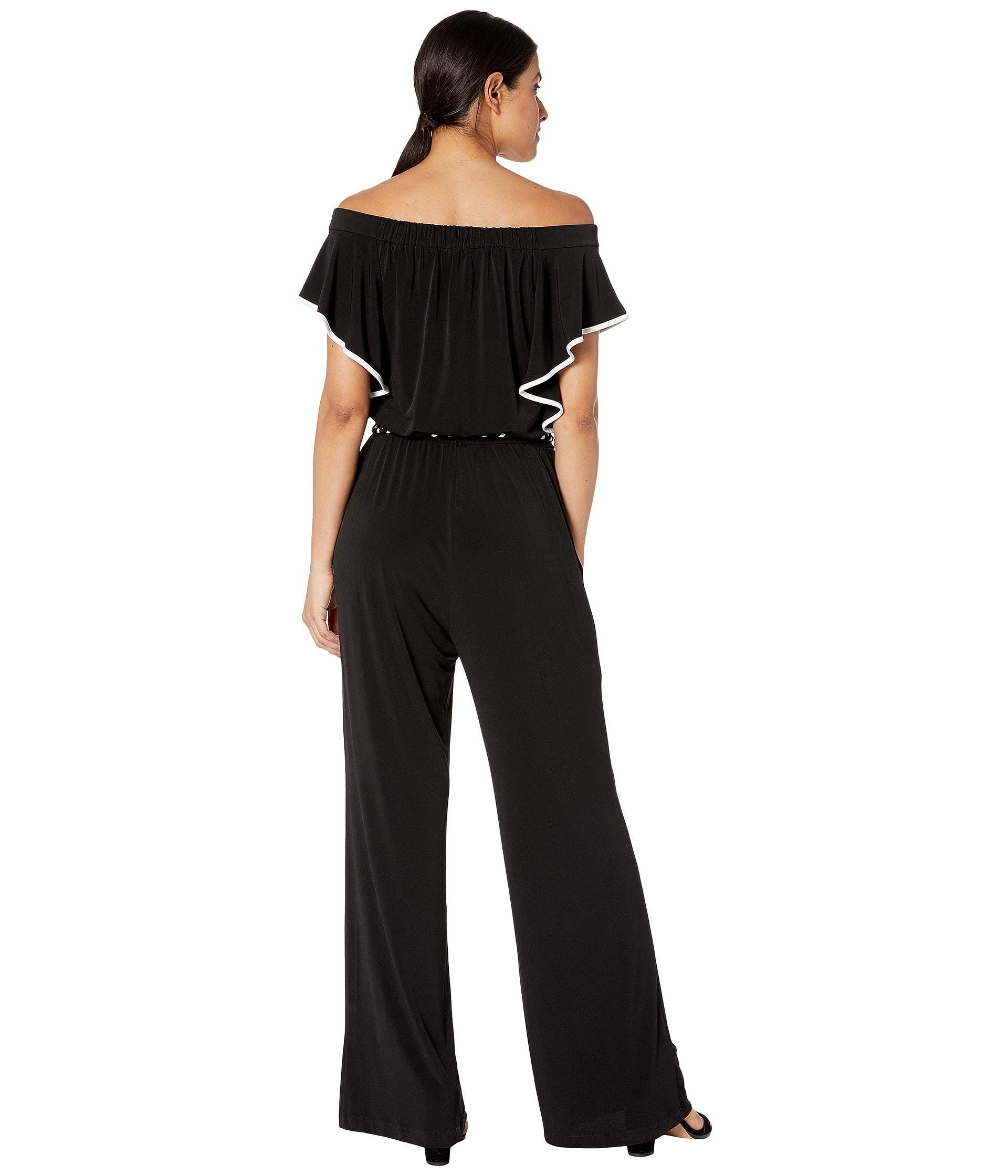 Calvin Klein Synthetic Braided Off The Shoulder Ruffle Jumpsuit In Black Save 66 Lyst 0579