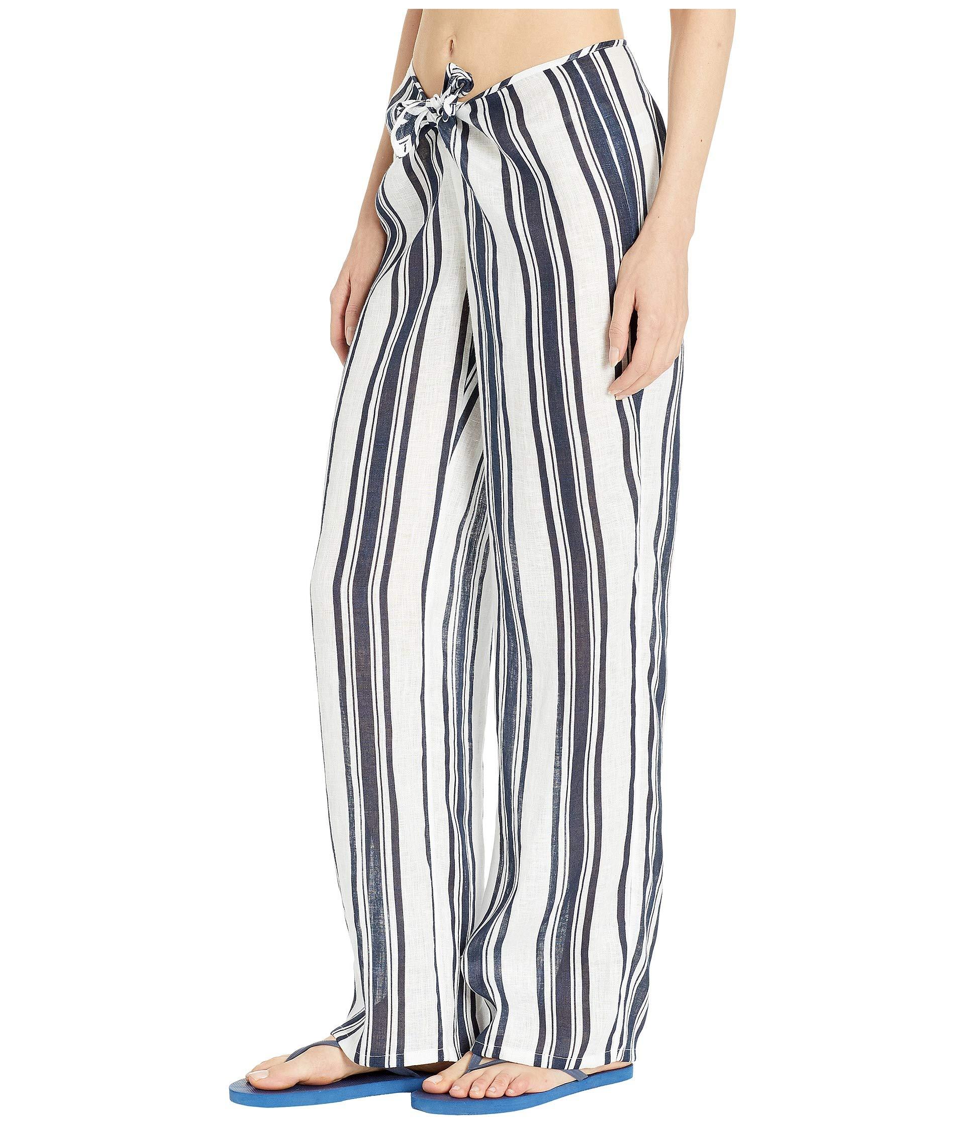 striped linen beach pants