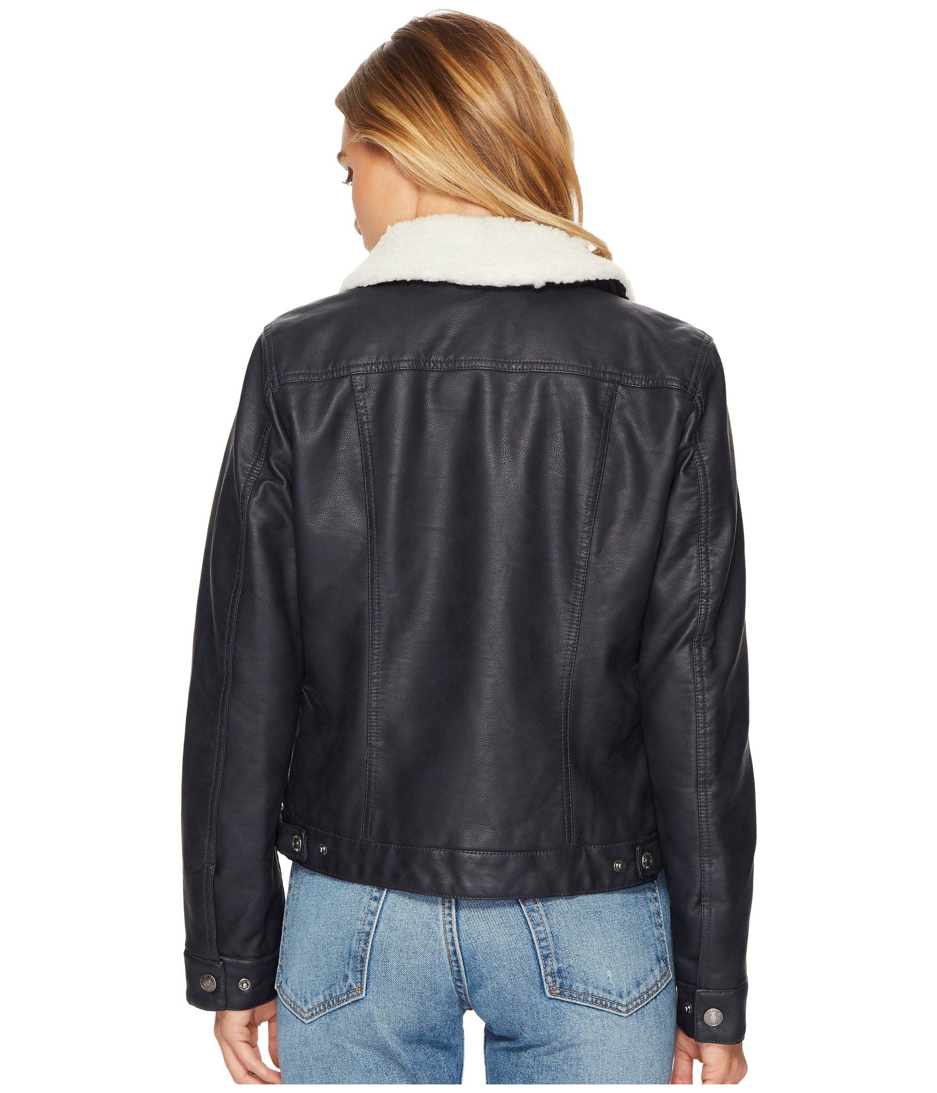 Lyst Levi S R Faux Leather Buff Cow Jacket Navy Women Gallery