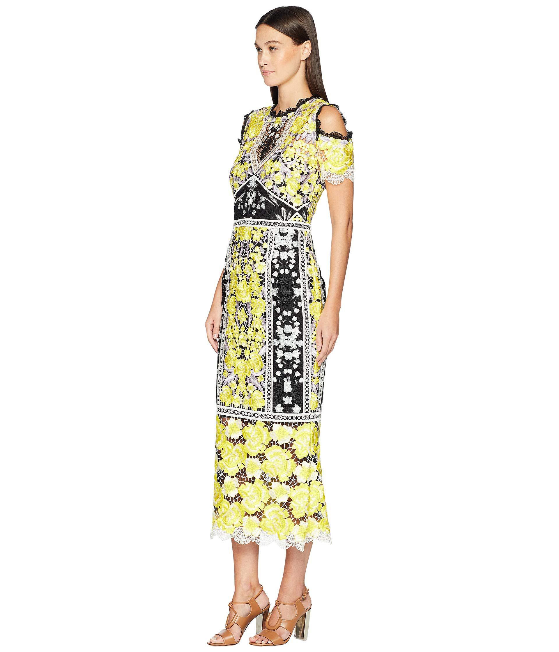 Yellow Lace Tea Length Dress