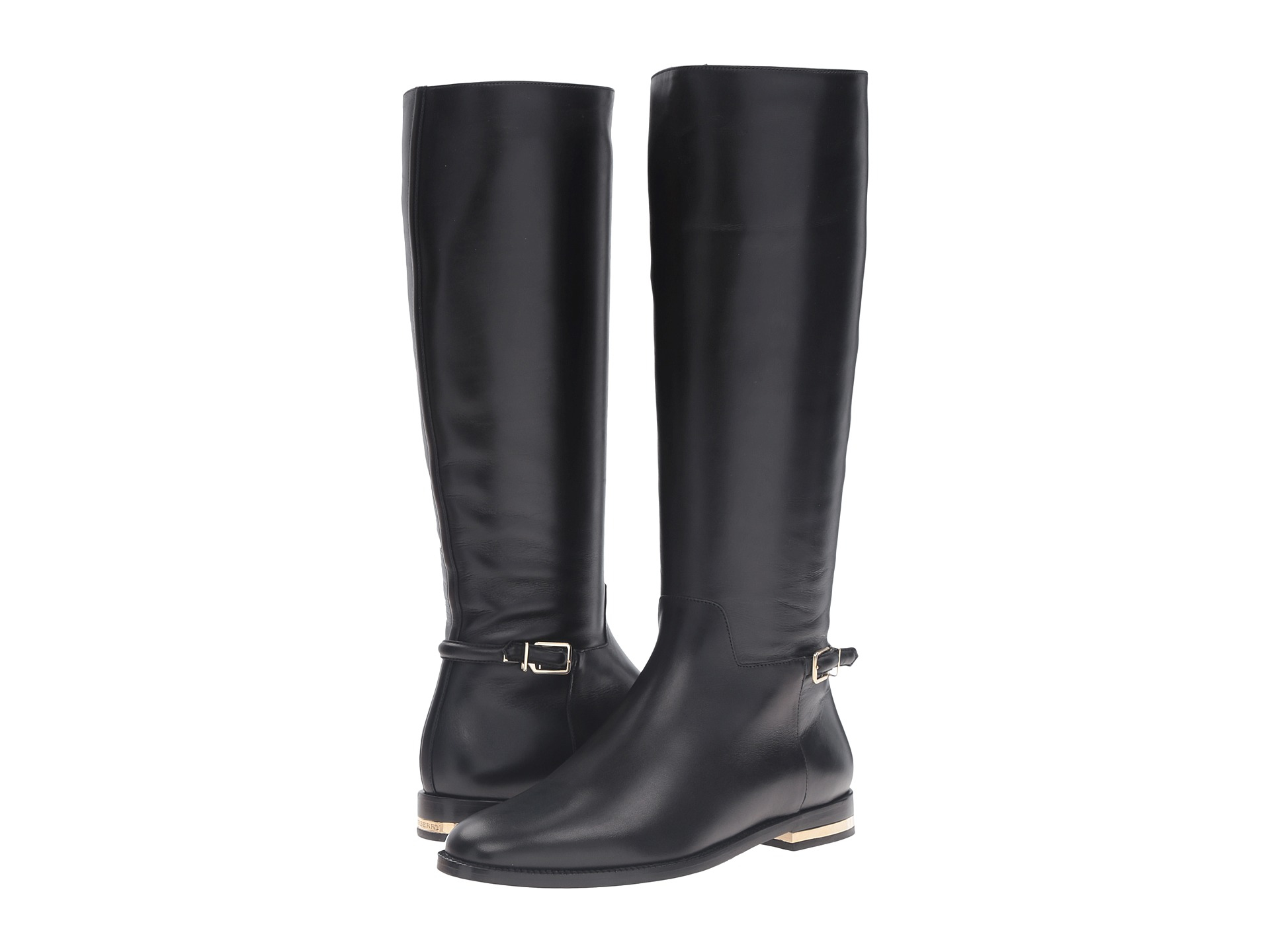 Burberry Edenberry Leather Knee-High Boots in Black | Lyst