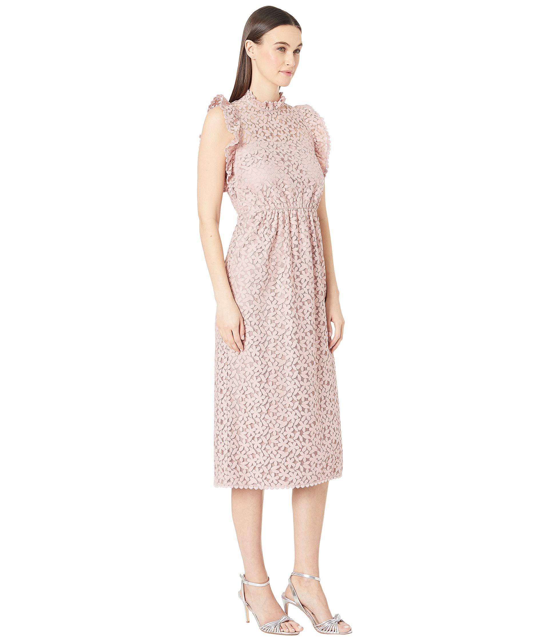 Kate Spade Floral Lace Ruffle Dress in Pink Lyst