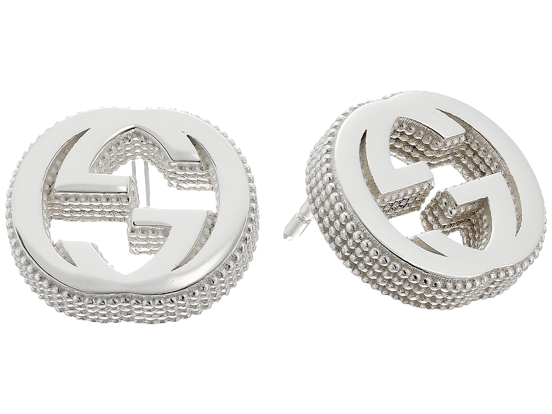 Lyst - Gucci Interlocking G Stud Earrings in Metallic