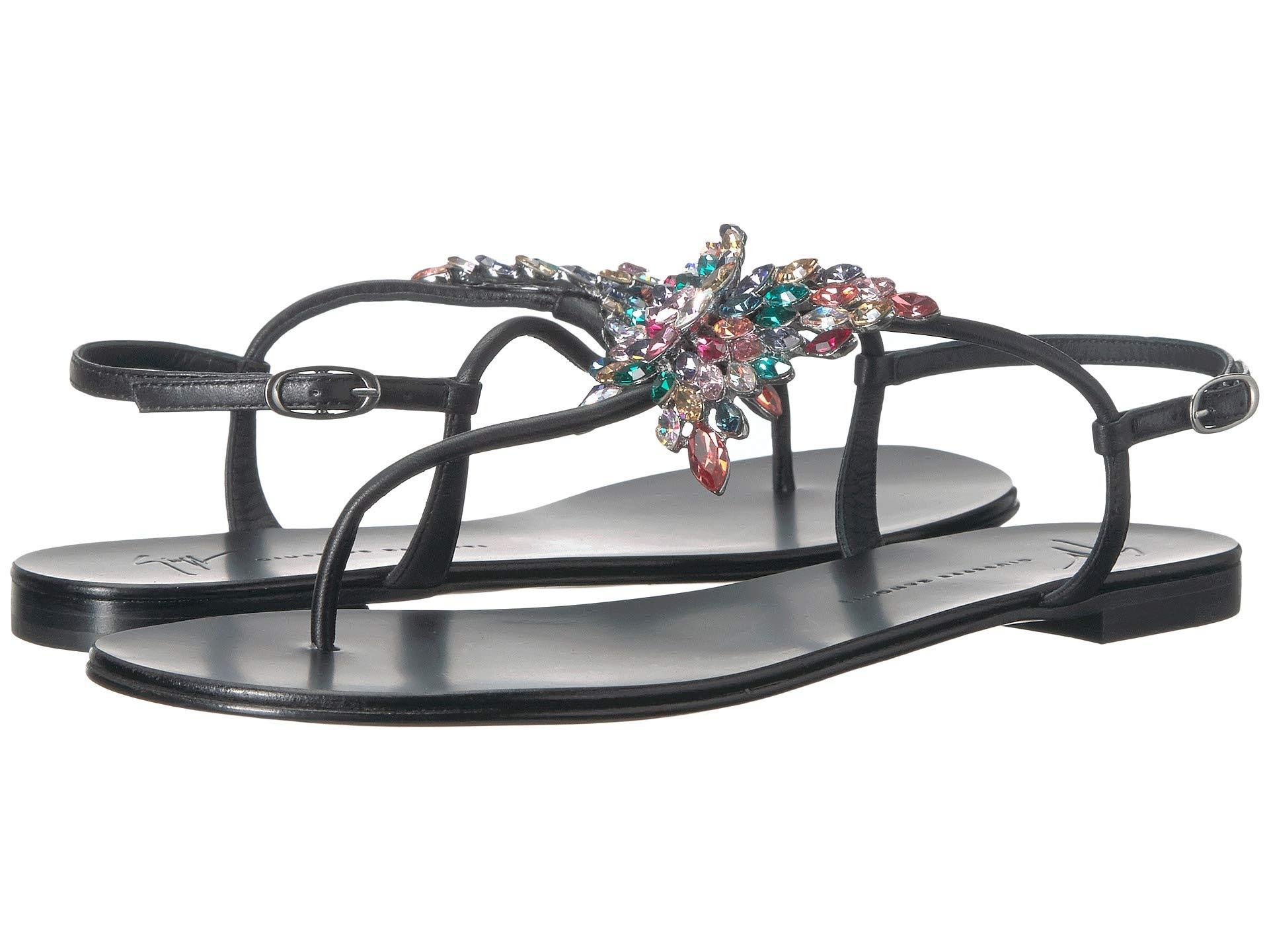 Giuseppe Zanotti Leather Crystal Butterfly Thong Sandal - Lyst
