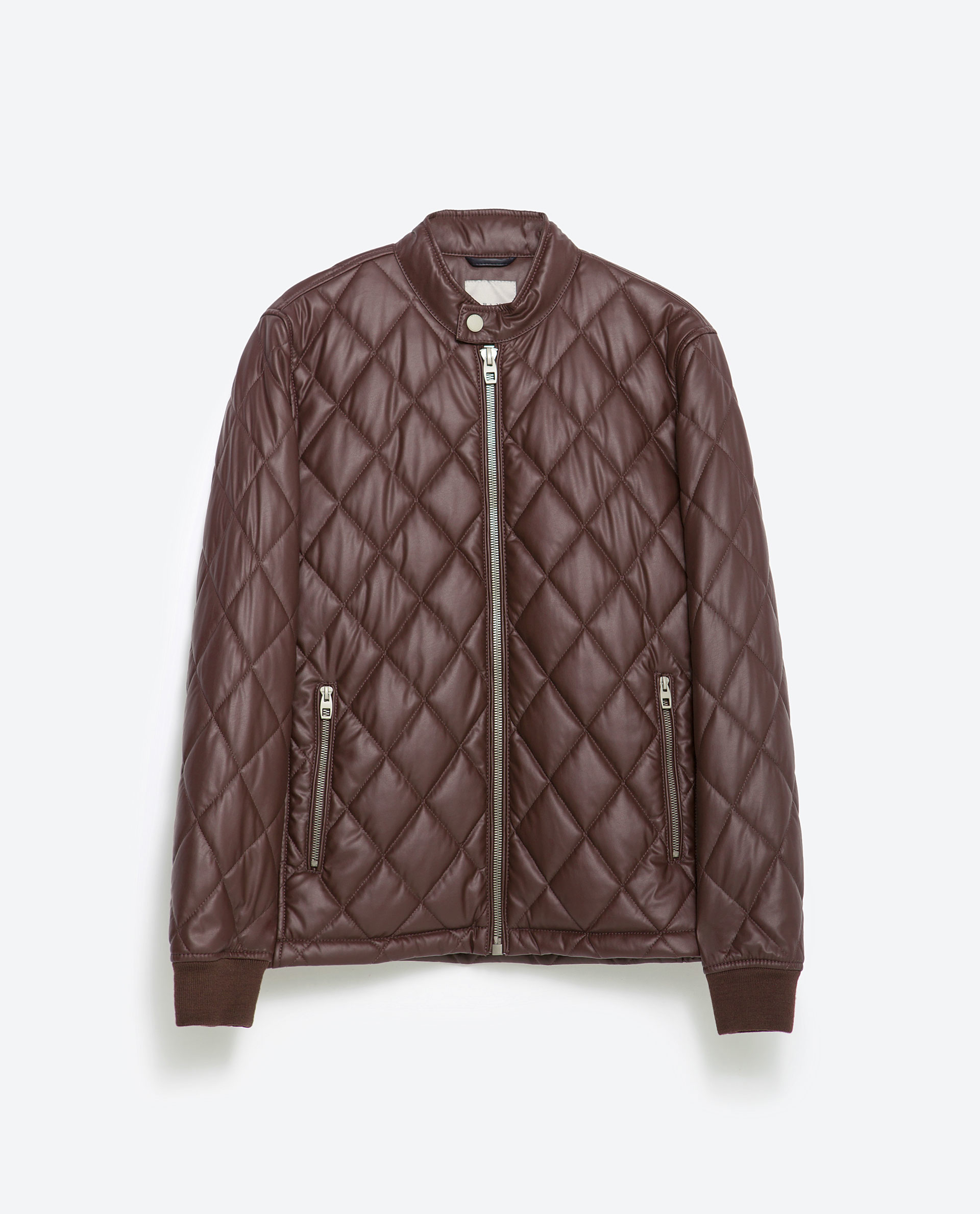 Zara Faux Leather Quilted Jacket In Red For Men Lyst Gallery